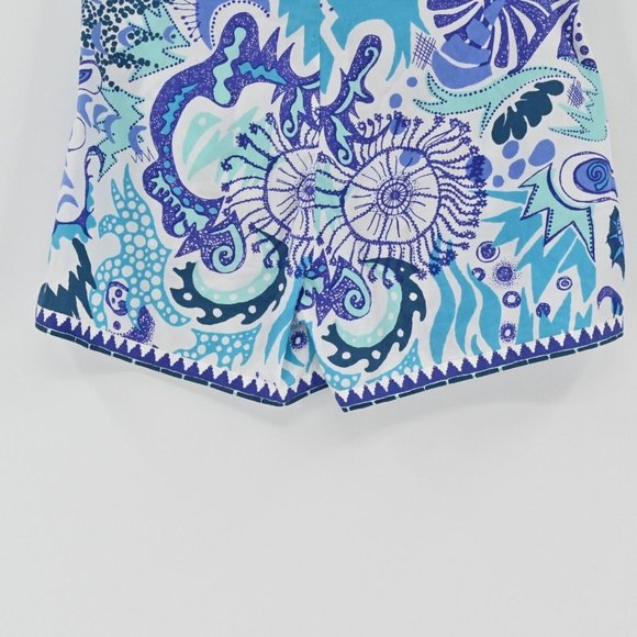 LE SIRENUSE Positano Womens  Blue Mini Geometric Printed Shorts Cotton Size US 6 - Picture 6 of 10